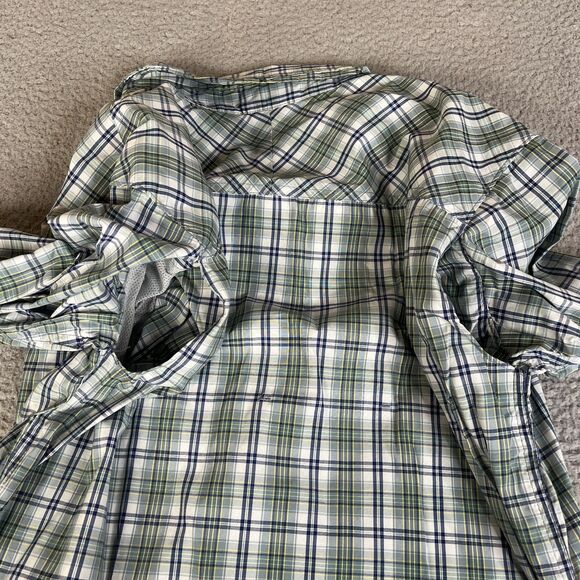 Columbia Shirt Mens M Green Plaid Button Roll Tab Vented Pocket Outdoor Hiking - Picture 14 of 16